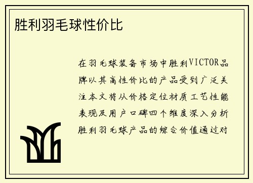 胜利羽毛球性价比